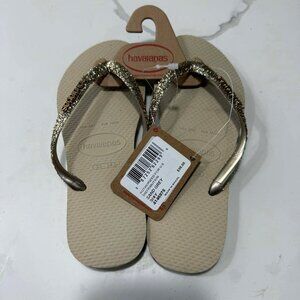 Havaianas Kids Slim Glitter II Sand Grey Girls Sandals Size US 4 Kids